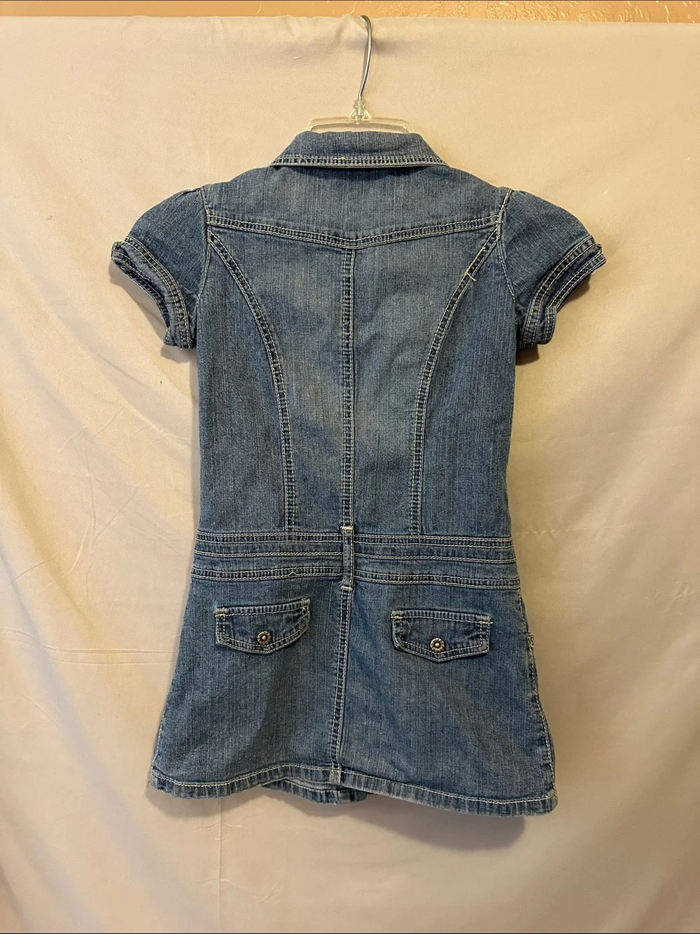Guess Girls' Denim Button-Front Dress in Blue